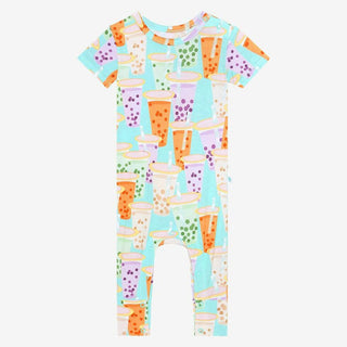 Short Sleeve Basic Romper - Boba Time (Tea) Baby One-Pieces