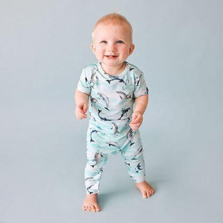 Short Sleeve Basic Romper - Skipper (Dolphins) Baby One-Pieces