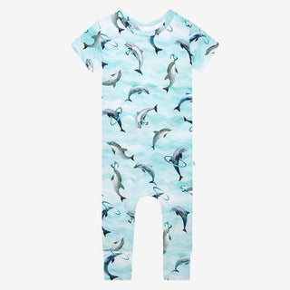 Short Sleeve Basic Romper - Skipper (Dolphins) Baby One-Pieces