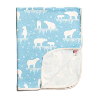 French Terry Blanket - Artic Blue, Polar Bears Swaddling & Receiving Blankets