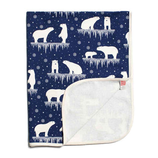 French Terry Blanket - Midnight Blue, Polar Bears Swaddling & Receiving Blankets