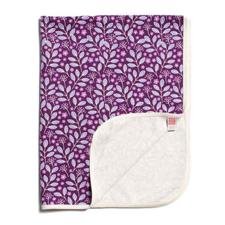 French Terry Blanket - Violet, Leaves & Flowers Swaddling & Receiving Blankets